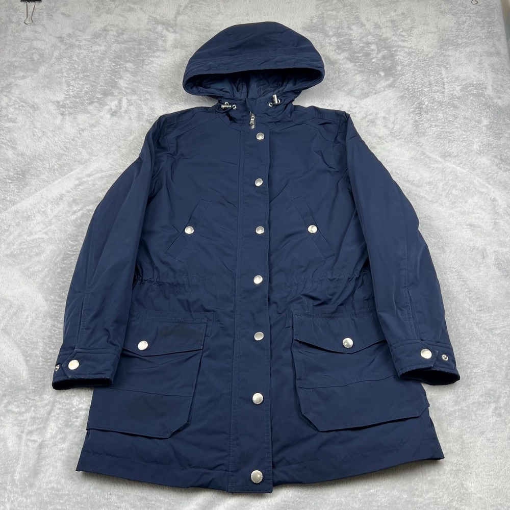 Lauren‎ Ralph Lauren Parka Coat Womens SP Navy Blue Quilted Lined Snap Hooded - Picture 4 of 16